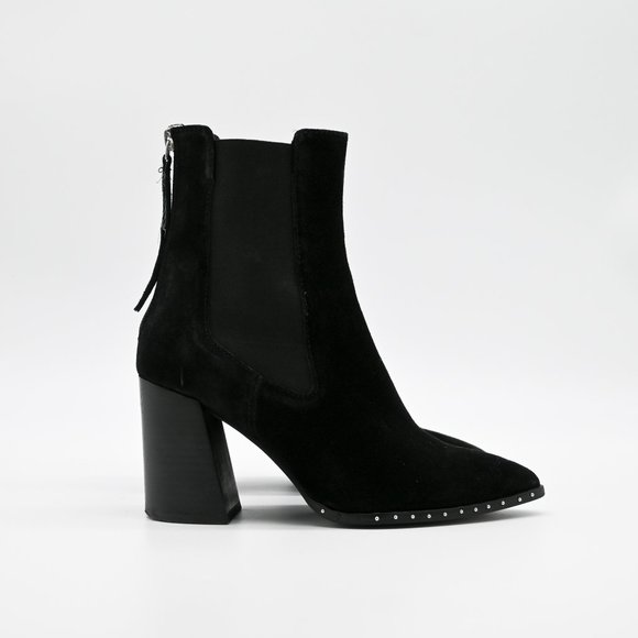 Topshop Shoes - TOPSHOP Suede Pointed Heeled Chelsea Bootie